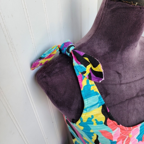 ROXY TROPICAL FLORAL Colorful MERRY VALE ONE SHOULDER Dress Stretch Sz S - Picture 3 of 14